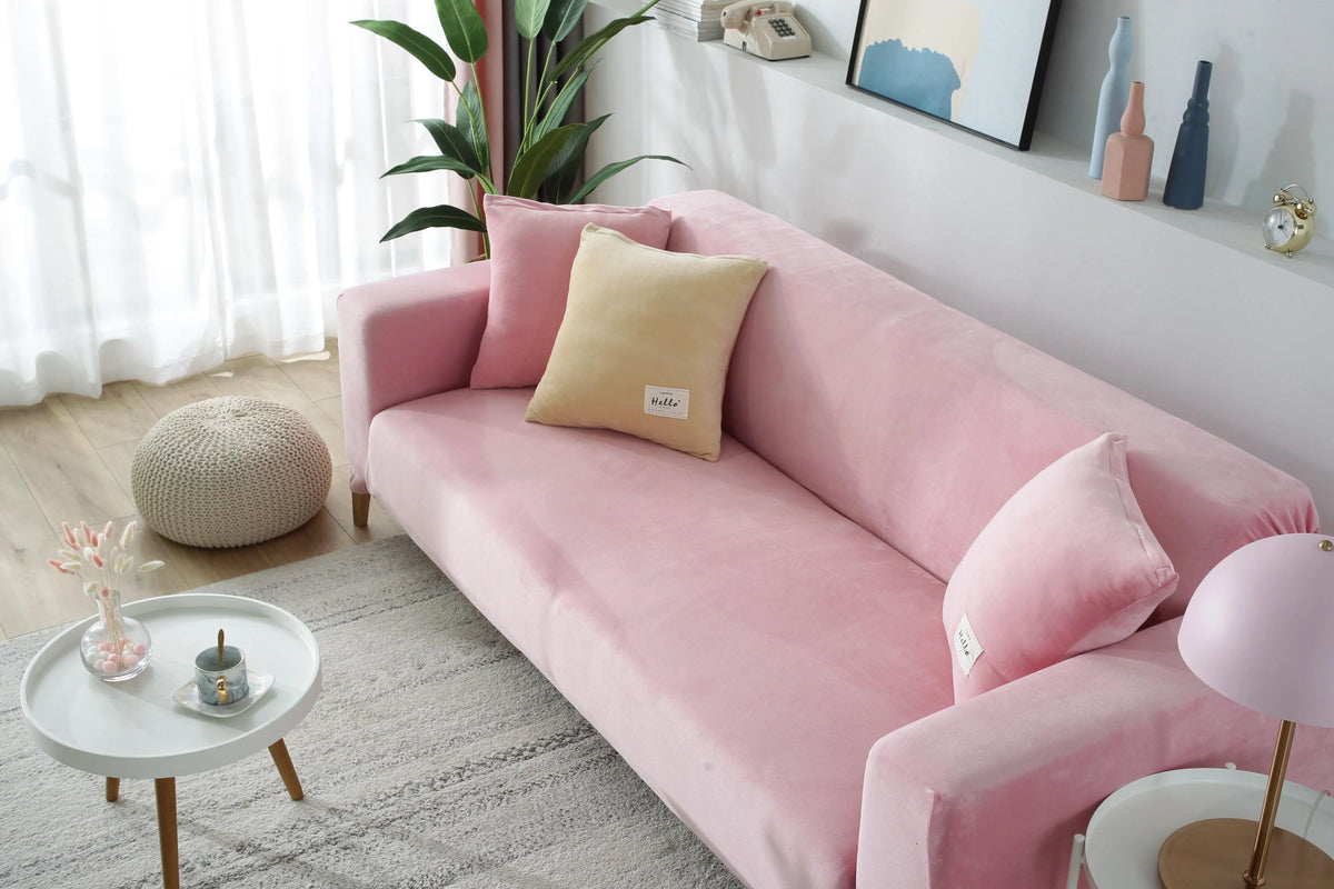 Couch Cover - Velvet - Pink - Adaptable & Expandable