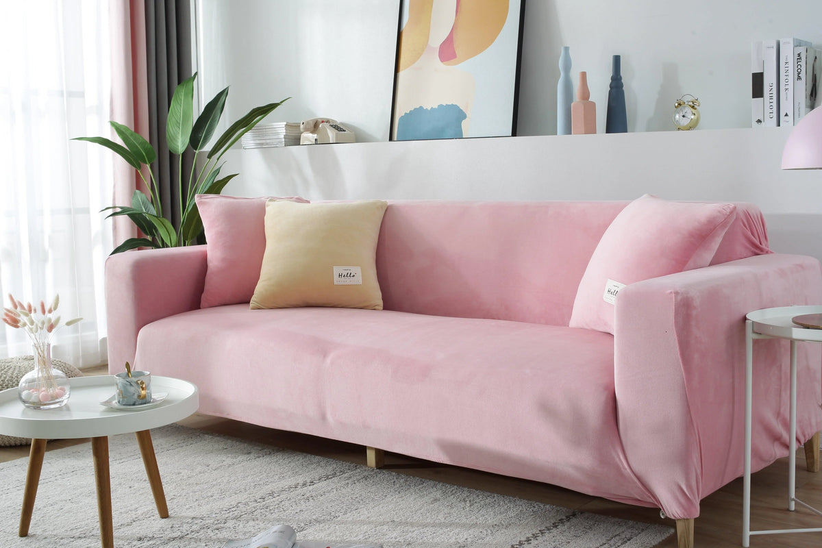 Couch Cover - Velvet - Pink - Adaptable & Expandable