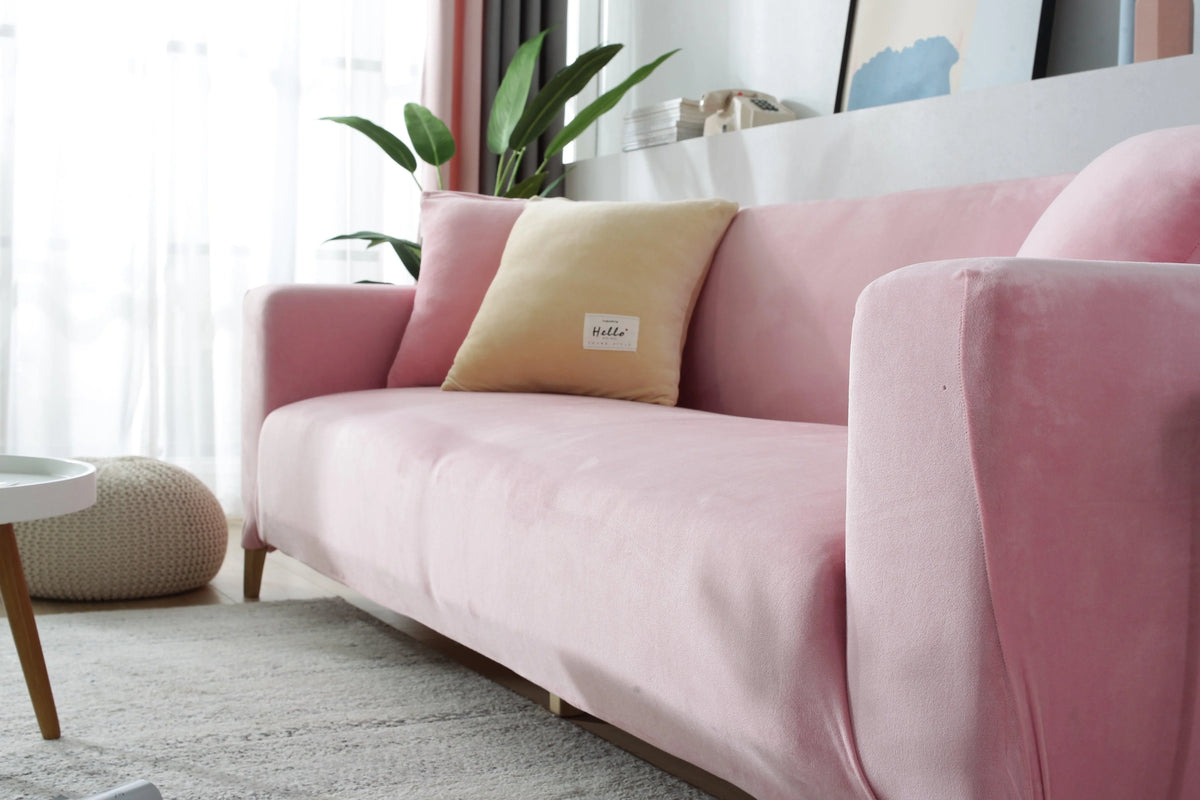 Couch Cover - Velvet - Pink - Adaptable & Expandable