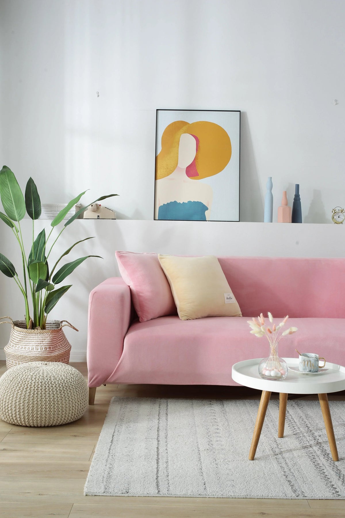 Couch Cover - Velvet - Pink - Adaptable & Expandable