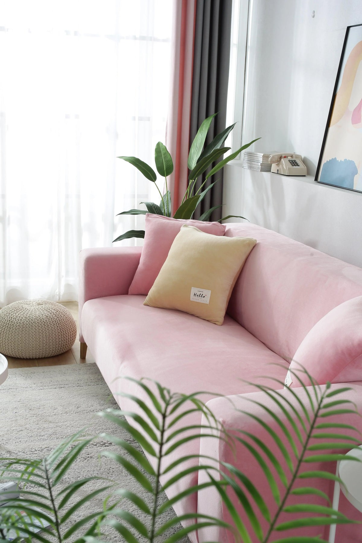 Couch Cover - Velvet - Pink - Adaptable & Expandable