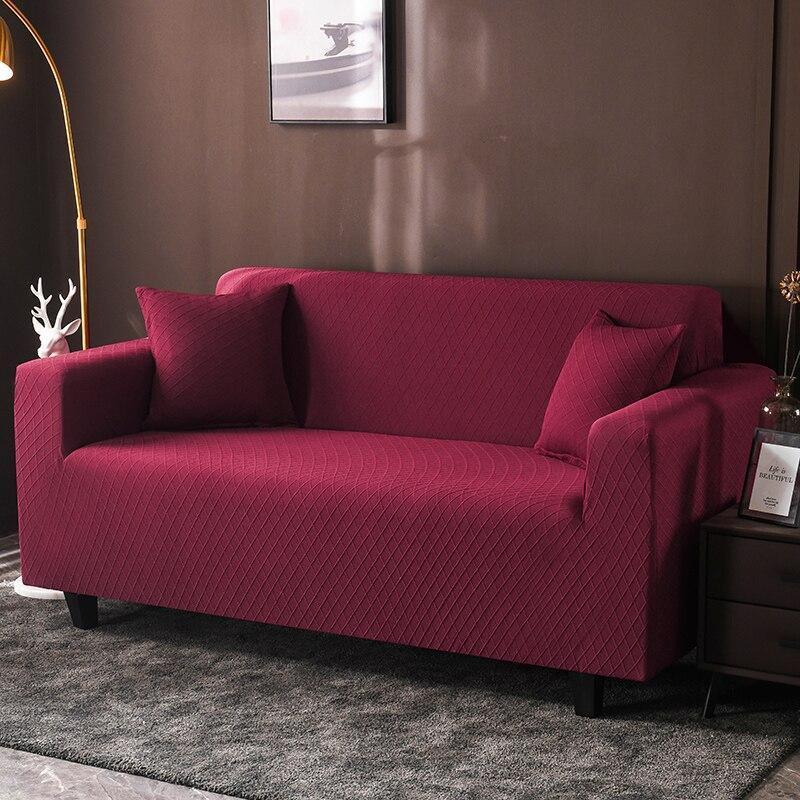 Couch Cover - Diamond Jacquard - Cardinal Red - Adaptable & Expandable