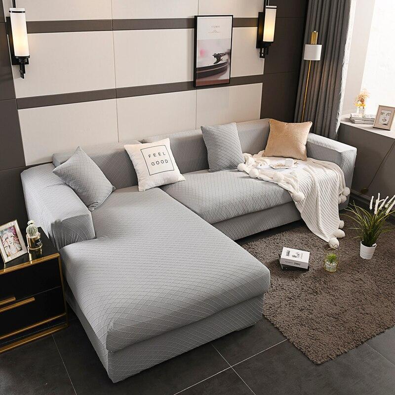 Couch Cover - Diamond Jacquard - Light Concrete Grey - Adaptable & Expandable