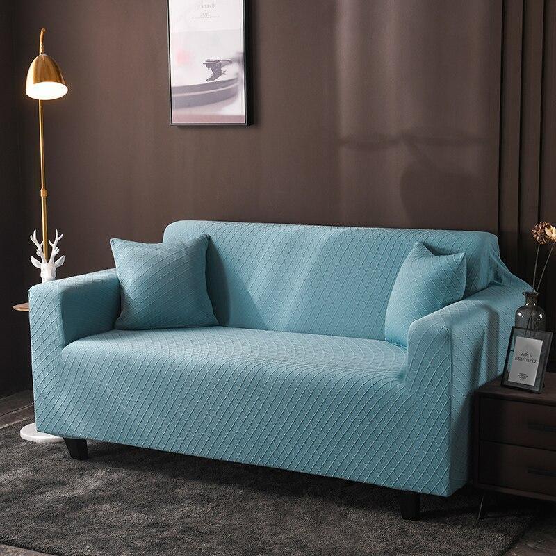 Couch Cover - Diamond Jacquard - Sky Blue - Adaptable & Expandable