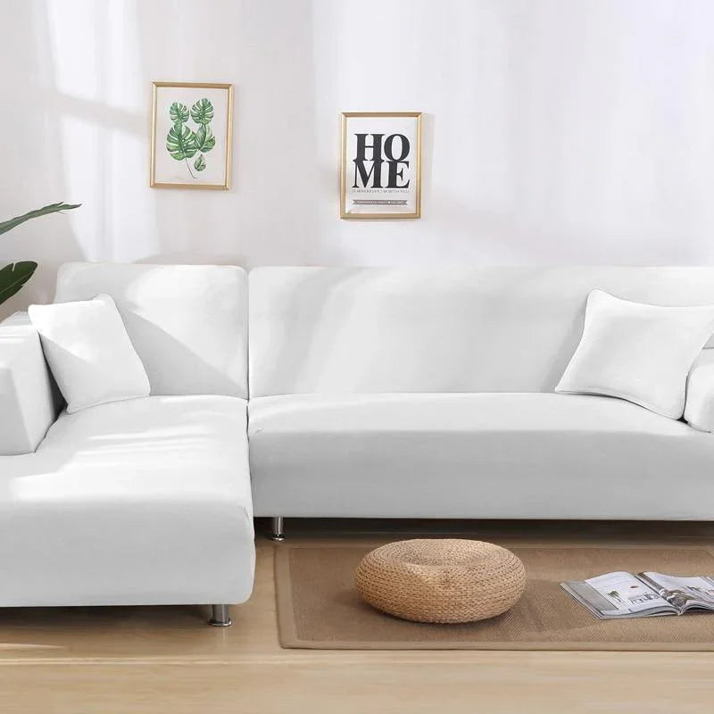 L-Shaped Sofa Cover - Alabaster White - Adaptable & Expandable