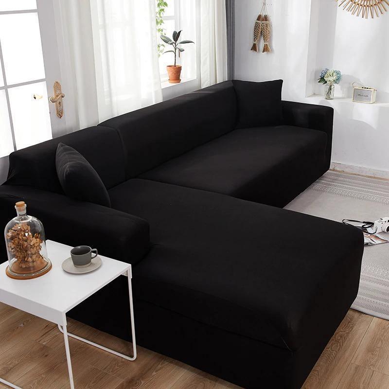 L-Shaped Sofa Cover - Black - Adaptable & Expandable