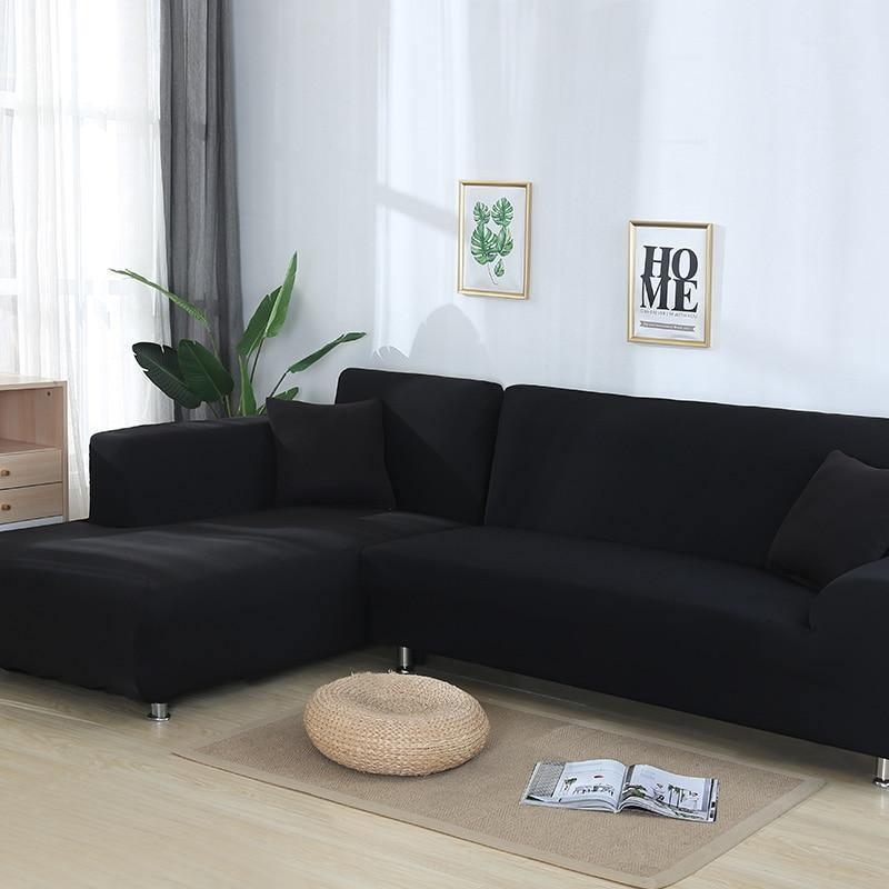 L-Shaped Sofa Cover - Black - Adaptable & Expandable