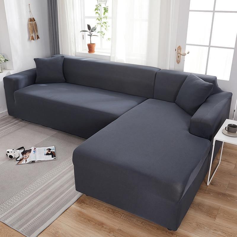 L-Shaped Sofa Cover - Clay Grey - Adaptable & Expandable
