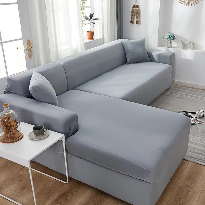 L-Shaped Sofa Cover - Mouse Grey - Adaptable & Expandable