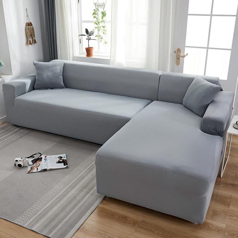 L-Shaped Sofa Cover - Mouse Grey - Adaptable & Expandable