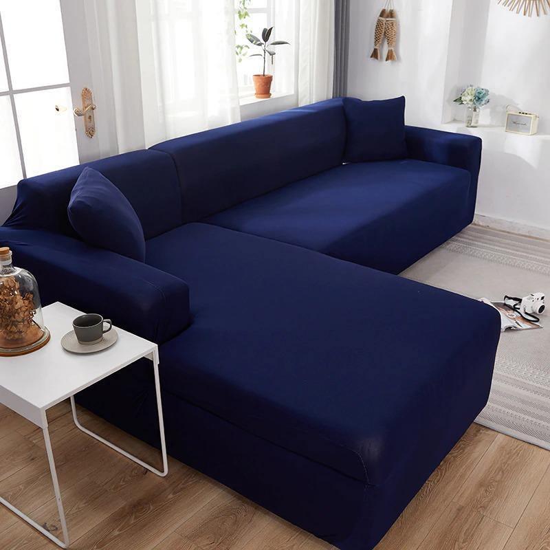 L-Shaped Sofa Cover - Night Blue - Adaptable & Expandable
