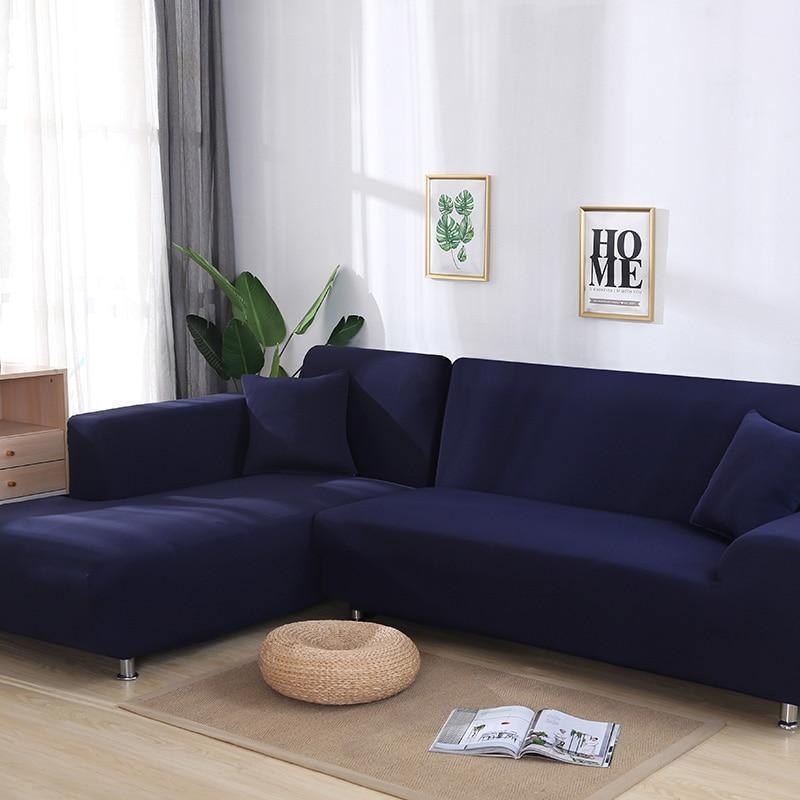 L-Shaped Sofa Cover - Night Blue - Adaptable & Expandable