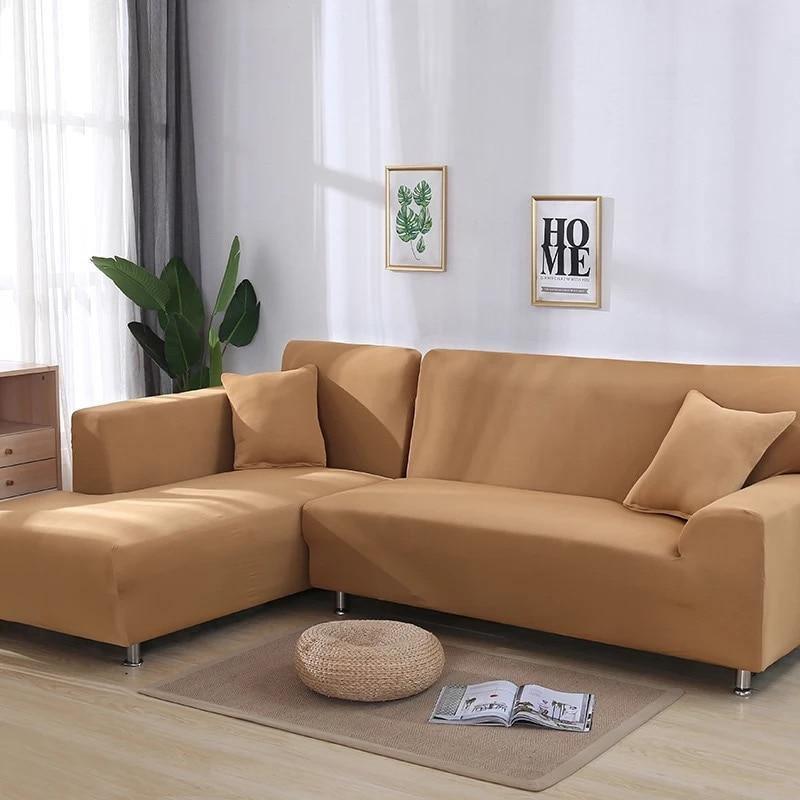 L-Shaped Sofa Cover - Ocher - Adaptable & Expandable