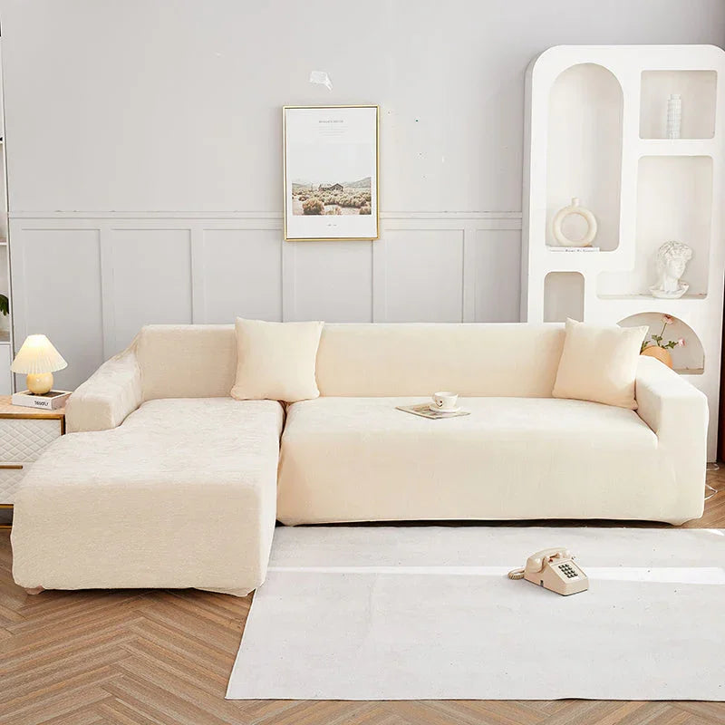L-Shaped Sofa Cover -Luma - Beige - Adaptable & Expandable