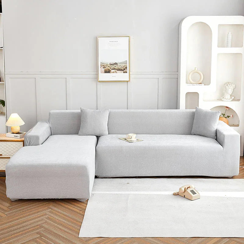 L-Shaped Sofa Cover -Luma - Light Grey - Adaptable & Expandable