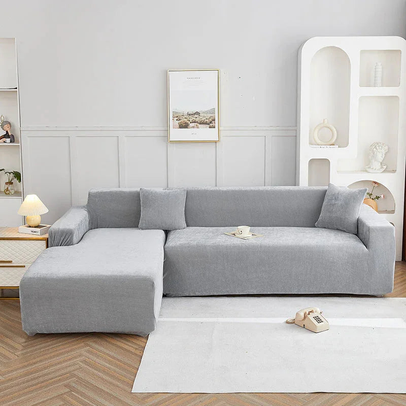 L-Shaped Sofa Cover -Luma - Neutral Grey - Adaptable & Expandable