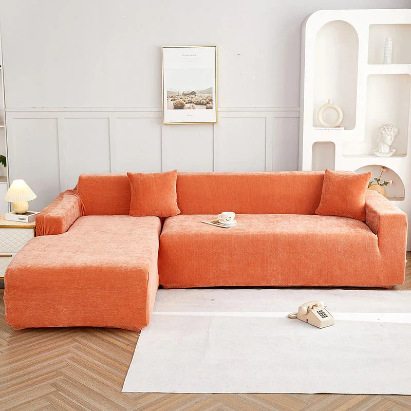 L-Shaped Sofa Cover -Luma - Orange - Adaptable & Expandable