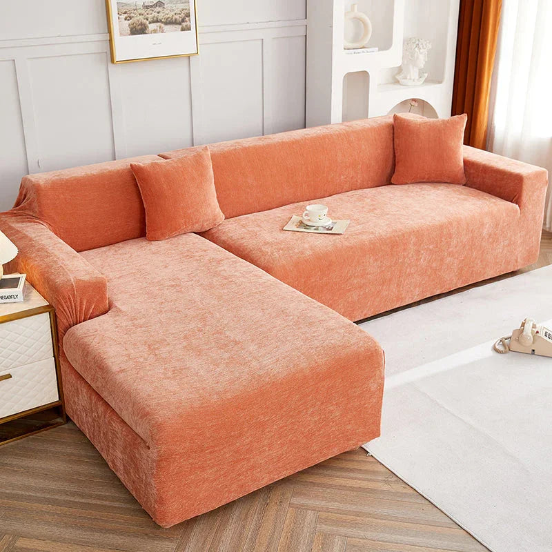 L-Shaped Sofa Cover -Luma - Orange - Adaptable & Expandable
