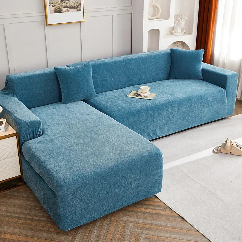 L-Shaped Sofa Cover -Luma - Serene Blue - Adaptable & Expandable