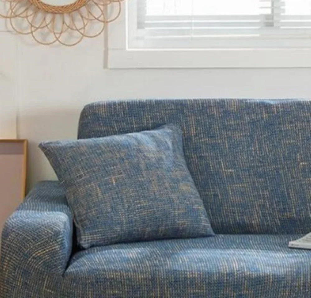 Cushion Cover - Crosshatch - Blue & Gold
