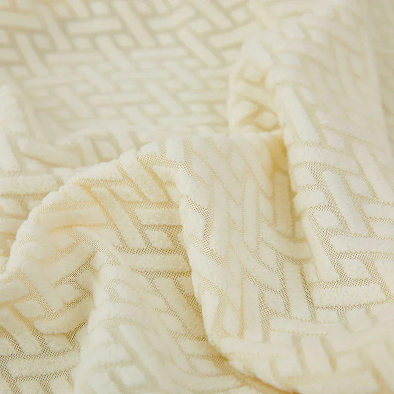 Recliner Cover - Interwoven Pattern - Beige - Adaptable & Expandable