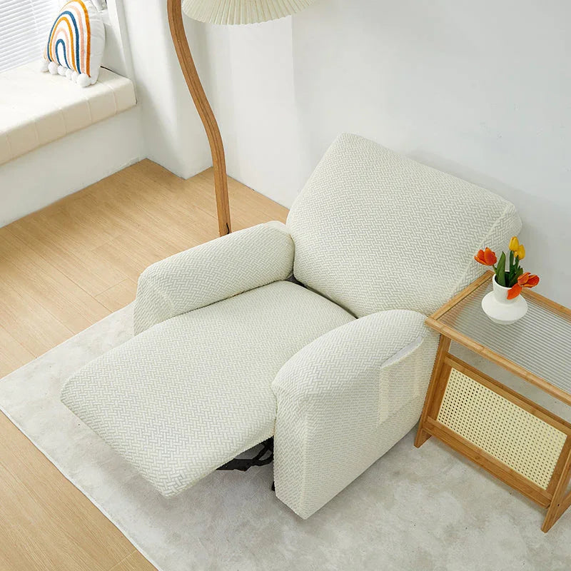 Recliner Cover - Interwoven Pattern - Beige - Adaptable & Expandable