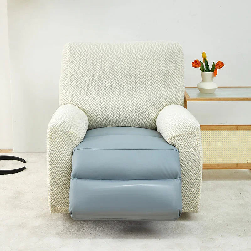 Recliner Cover - Interwoven Pattern - Beige - Adaptable & Expandable