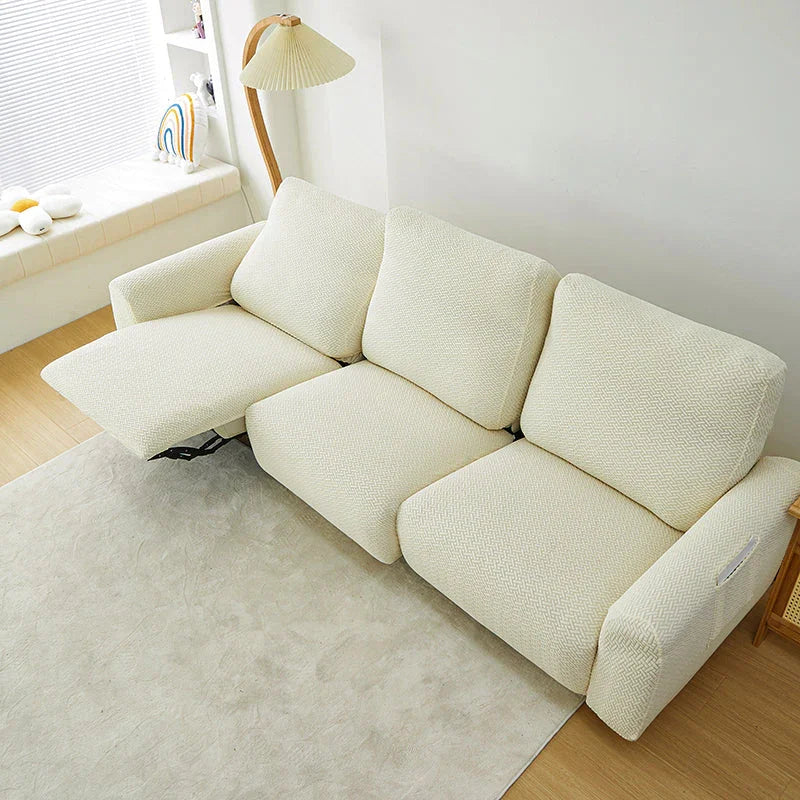 Recliner Cover - Interwoven Pattern - Beige - Adaptable & Expandable
