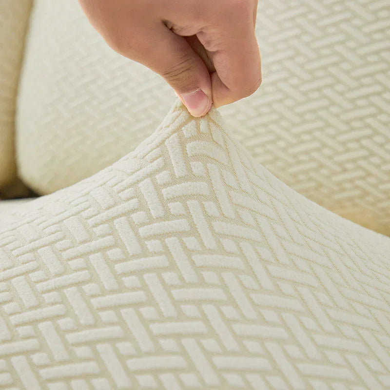 Recliner Cover - Interwoven Pattern - Beige - Adaptable & Expandable