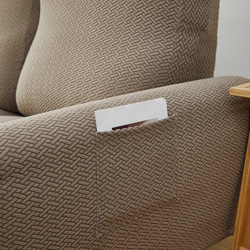 Recliner Cover - Interwoven Pattern - Brown - Adaptable & Expandable