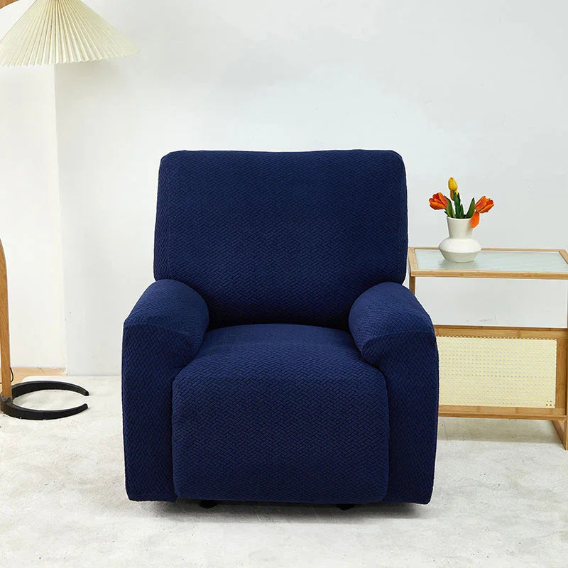 Recliner Cover - Interwoven Pattern - Dark Blue - Adaptable & Expandable