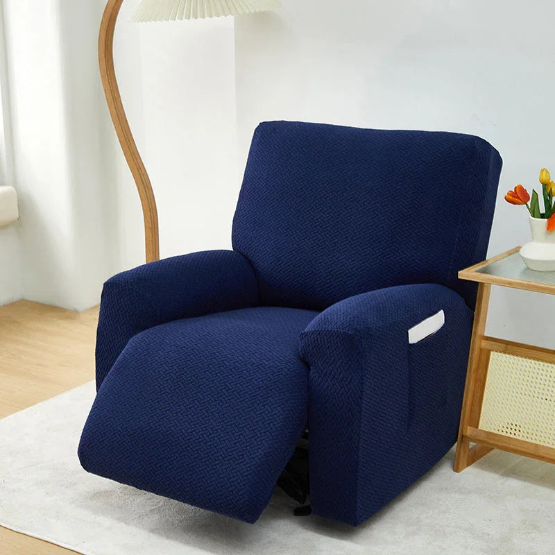 Recliner Cover - Interwoven Pattern - Dark Blue - Adaptable & Expandable