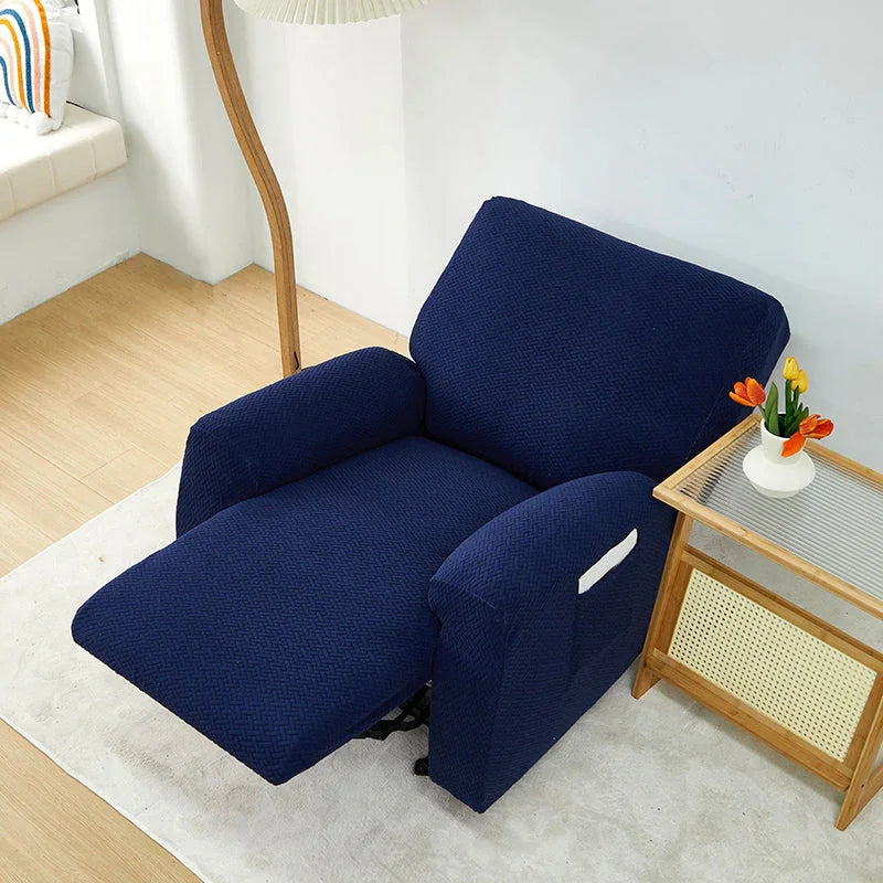 Recliner Cover - Interwoven Pattern - Dark Blue - Adaptable & Expandable