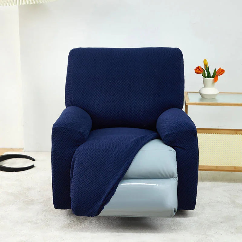 Recliner Cover - Interwoven Pattern - Dark Blue - Adaptable & Expandable