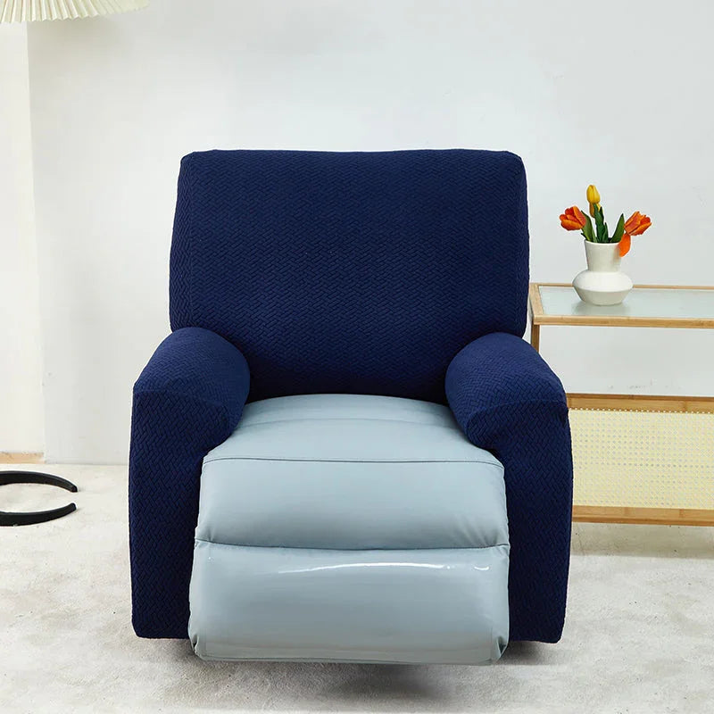 Recliner Cover - Interwoven Pattern - Dark Blue - Adaptable & Expandable