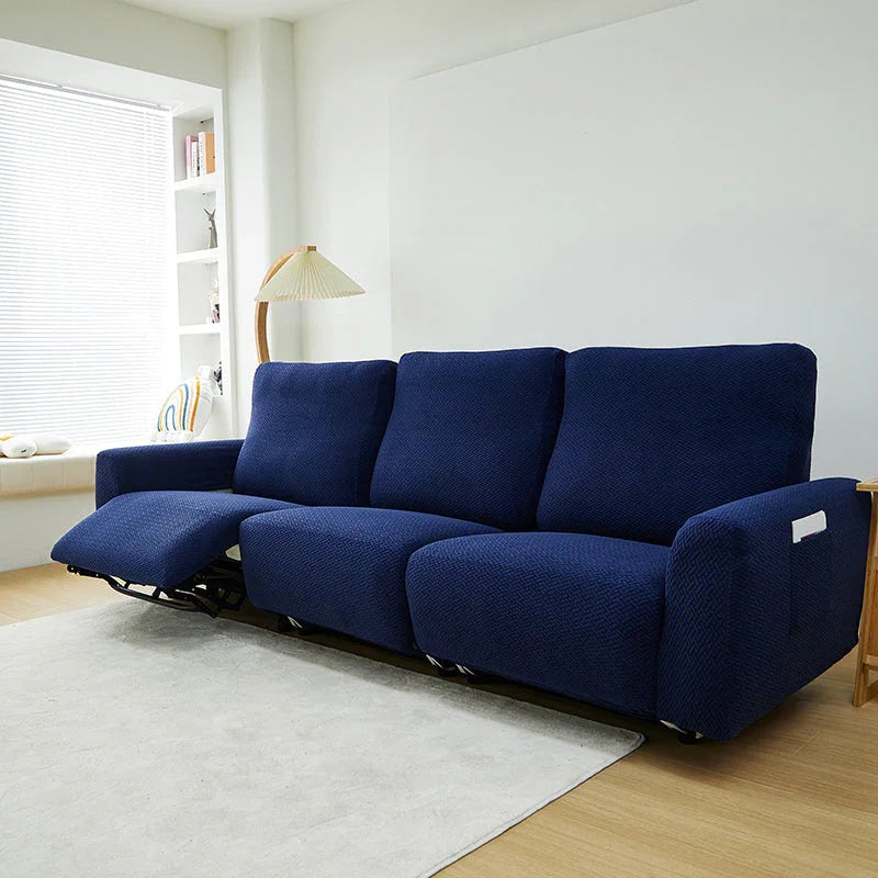 Recliner Cover - Interwoven Pattern - Dark Blue - Adaptable & Expandable