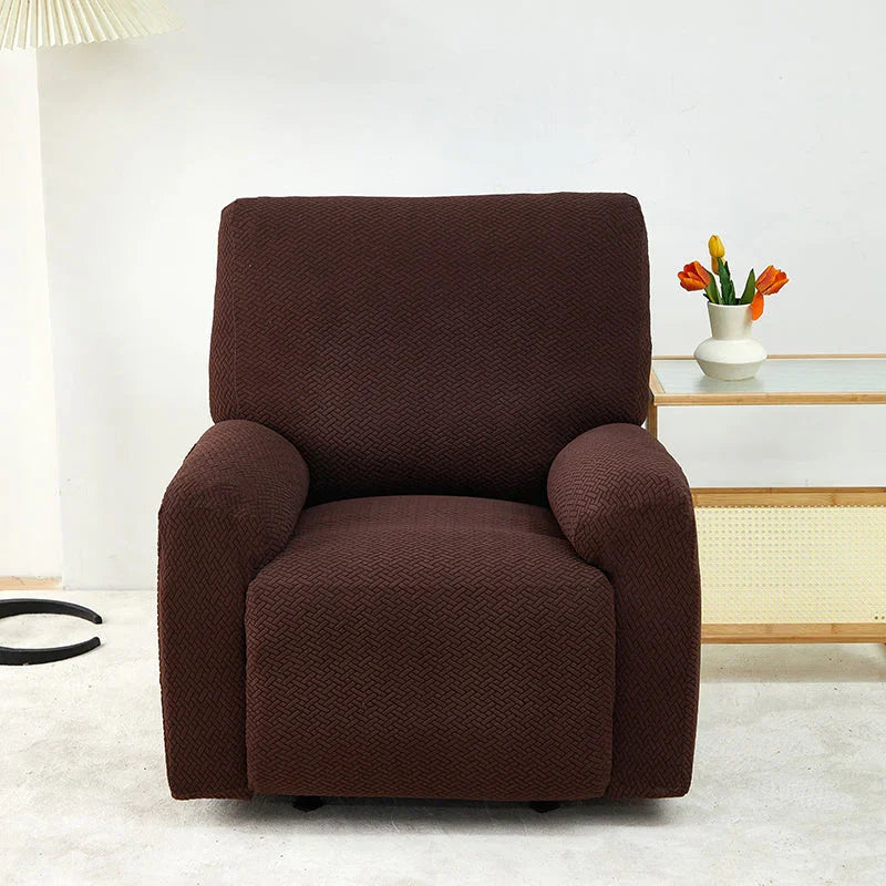 Recliner Cover - Interwoven Pattern - Dark Brown - Adaptable & Expandable