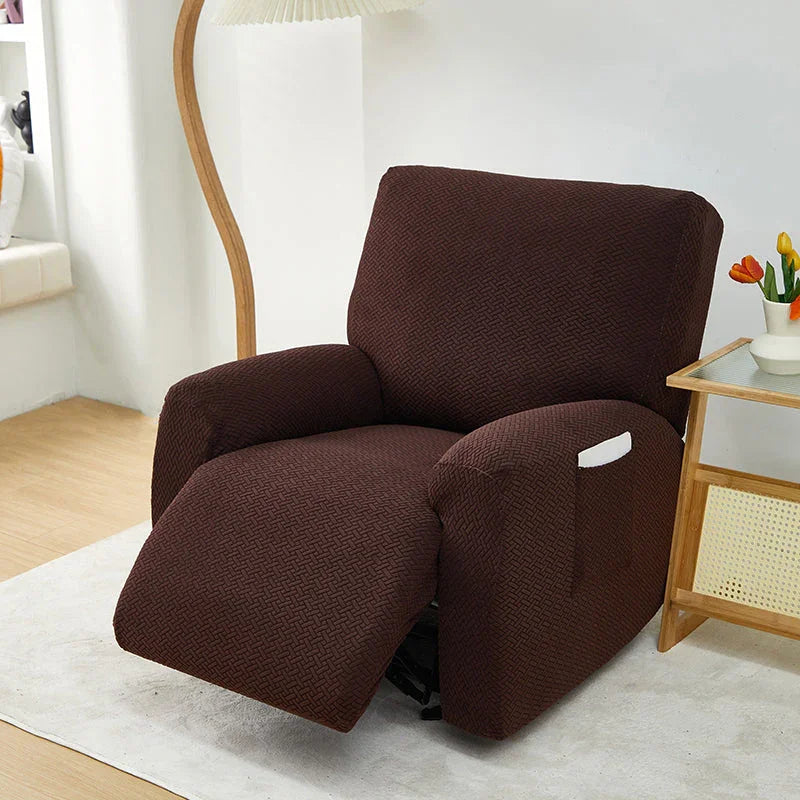 Recliner Cover - Interwoven Pattern - Dark Brown - Adaptable & Expandable