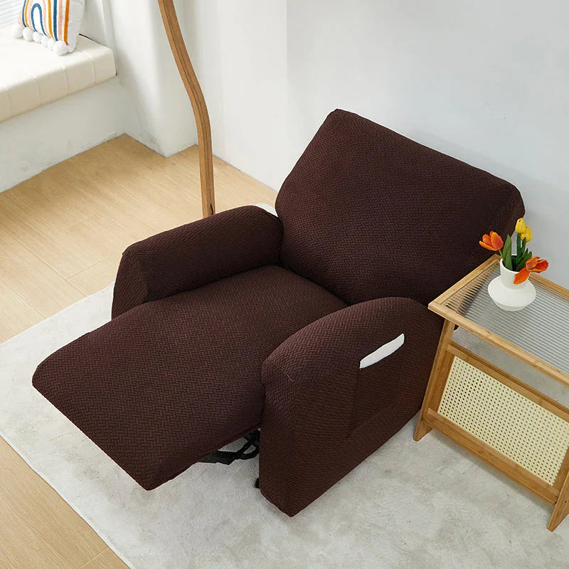 Recliner Cover - Interwoven Pattern - Dark Brown - Adaptable & Expandable