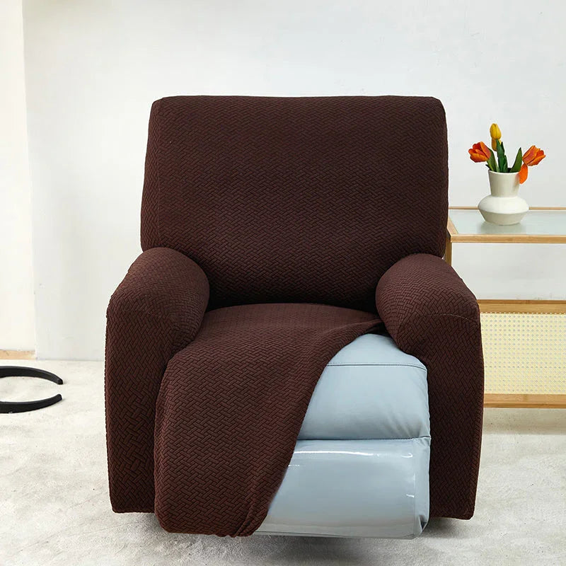 Recliner Cover - Interwoven Pattern - Dark Brown - Adaptable & Expandable