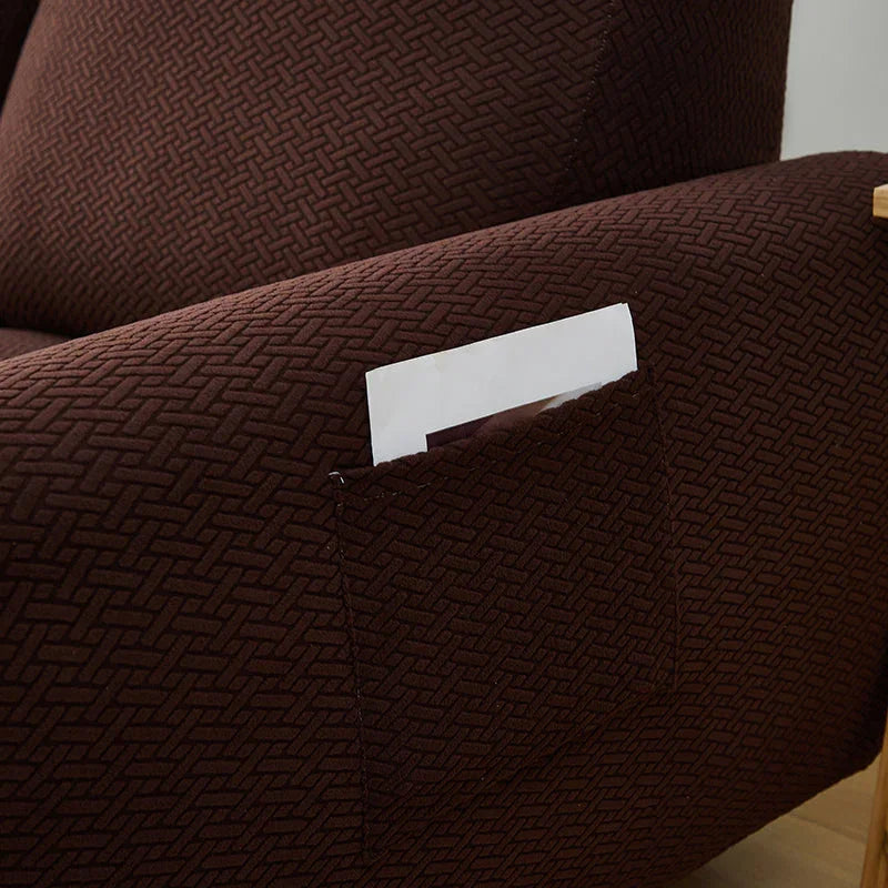 Recliner Cover - Interwoven Pattern - Dark Brown - Adaptable & Expandable