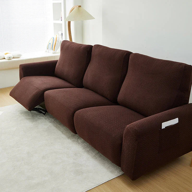 Recliner Cover - Interwoven Pattern - Dark Brown - Adaptable & Expandable