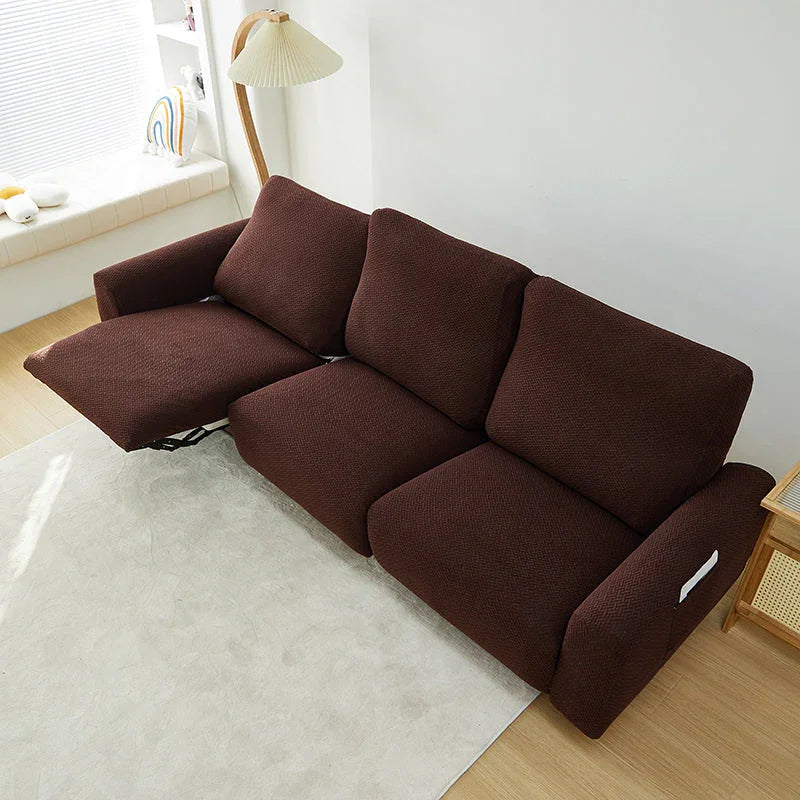Recliner Cover - Interwoven Pattern - Dark Brown - Adaptable & Expandable