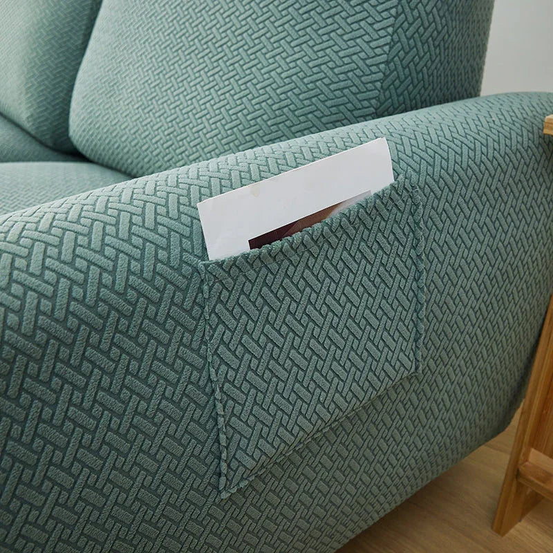Recliner Cover - Interwoven Pattern - Dark Green - Adaptable & Expandable