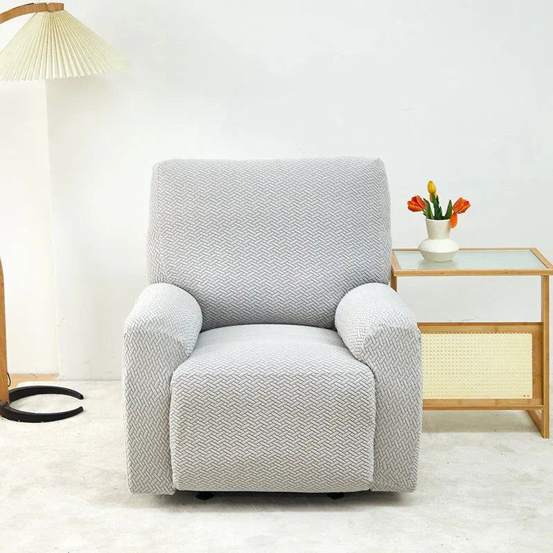 Recliner Cover - Interwoven Pattern - Light Grey - Adaptable & Expandable