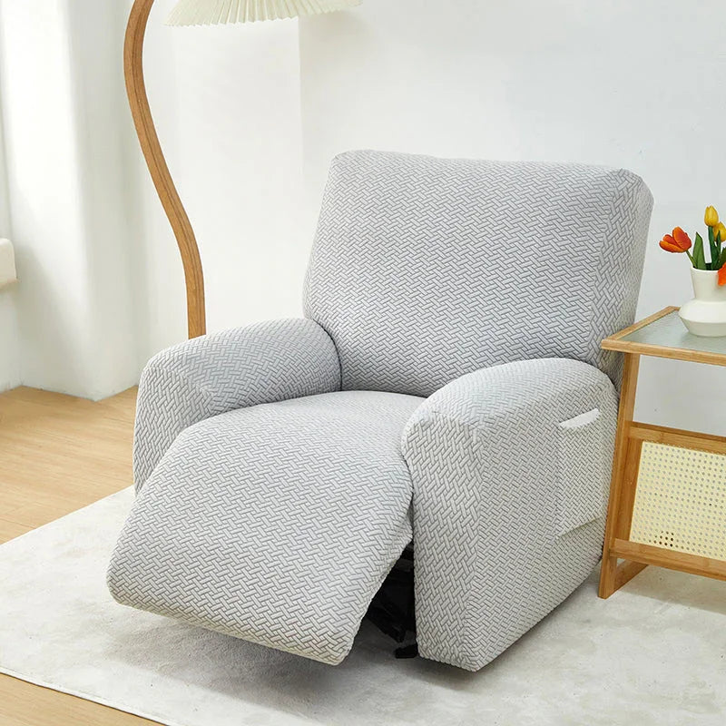 Recliner Cover - Interwoven Pattern - Light Grey - Adaptable & Expandable