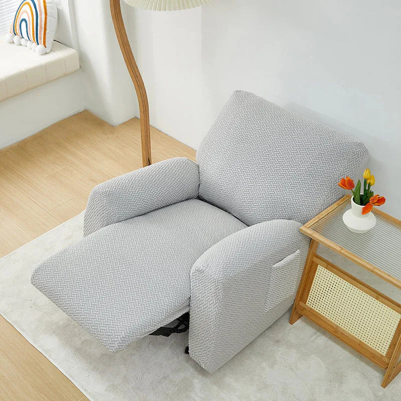 Recliner Cover - Interwoven Pattern - Light Grey - Adaptable & Expandable