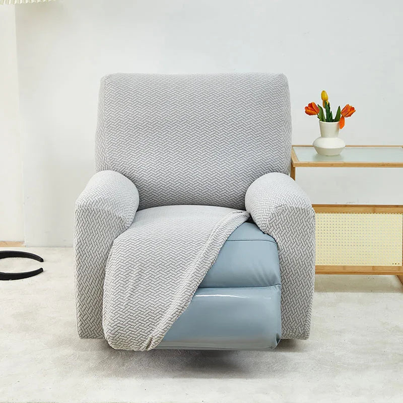 Recliner Cover - Interwoven Pattern - Light Grey - Adaptable & Expandable