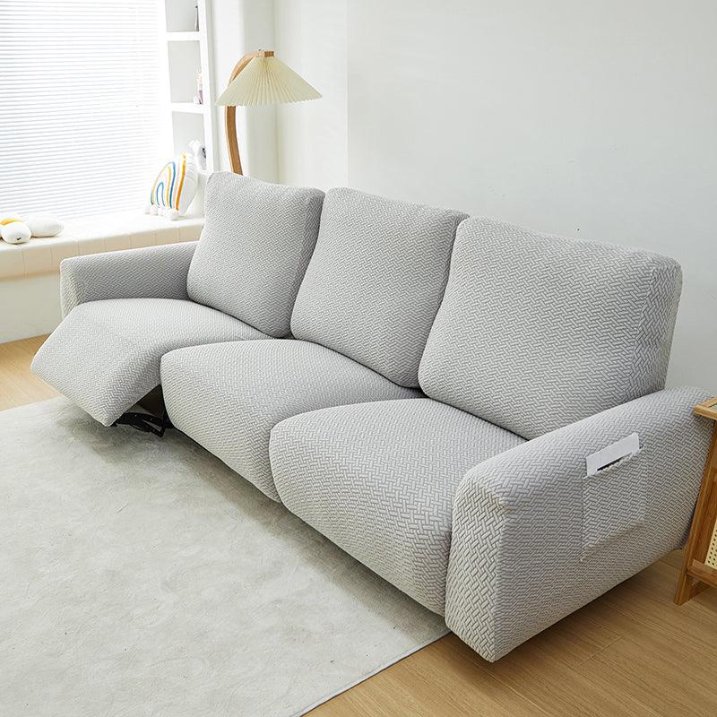 Recliner Cover - Interwoven Pattern - Light Grey - Adaptable & Expandable