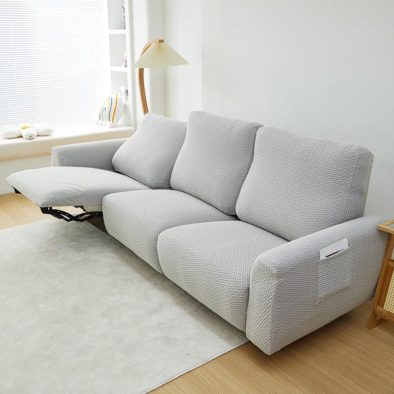 Recliner Cover - Interwoven Pattern - Light Grey - Adaptable & Expandable